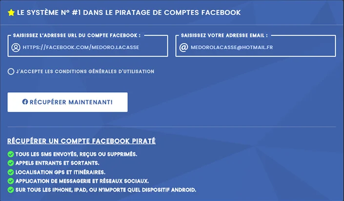 site pour pirater un compte facebook